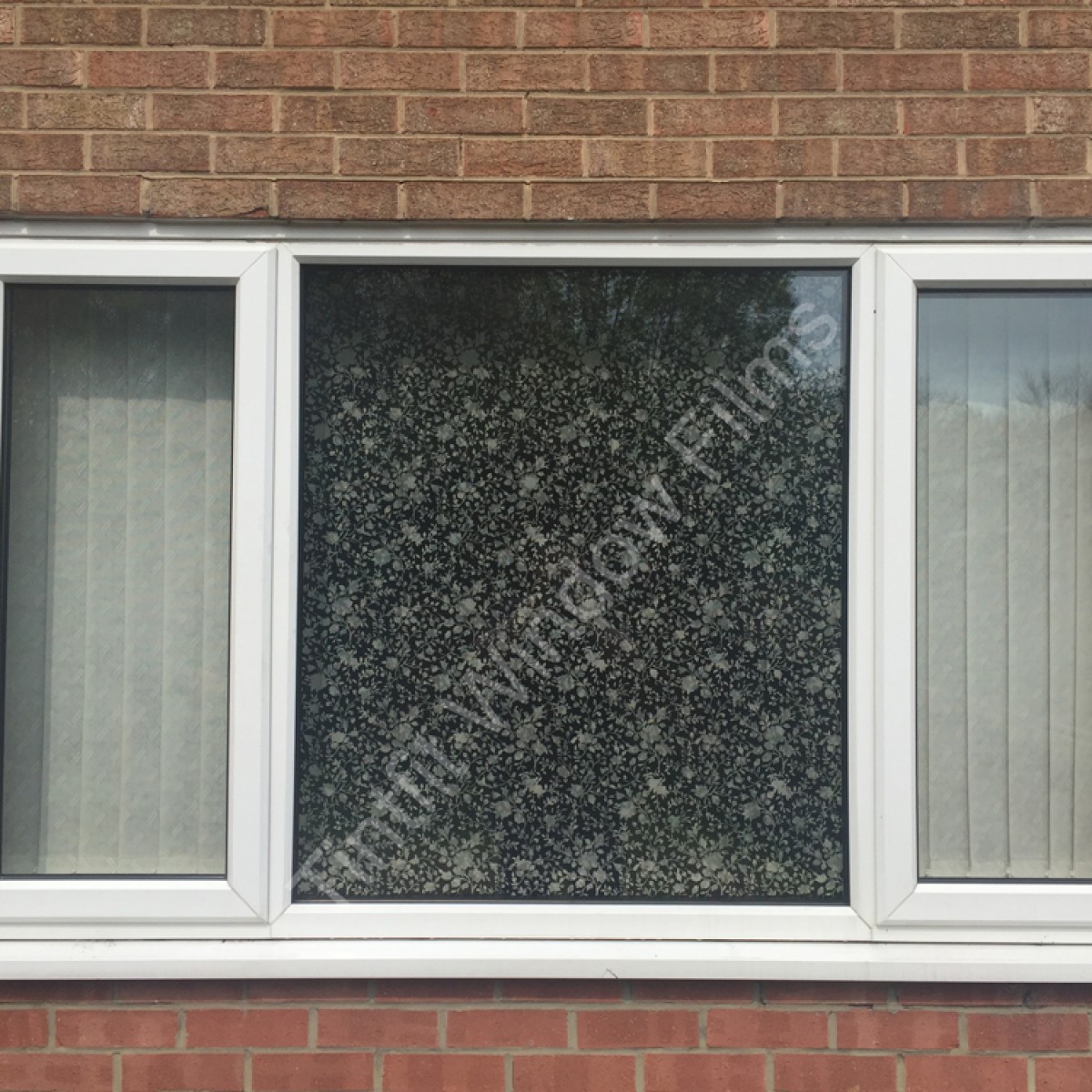 Black Oriental Flowers Window Film